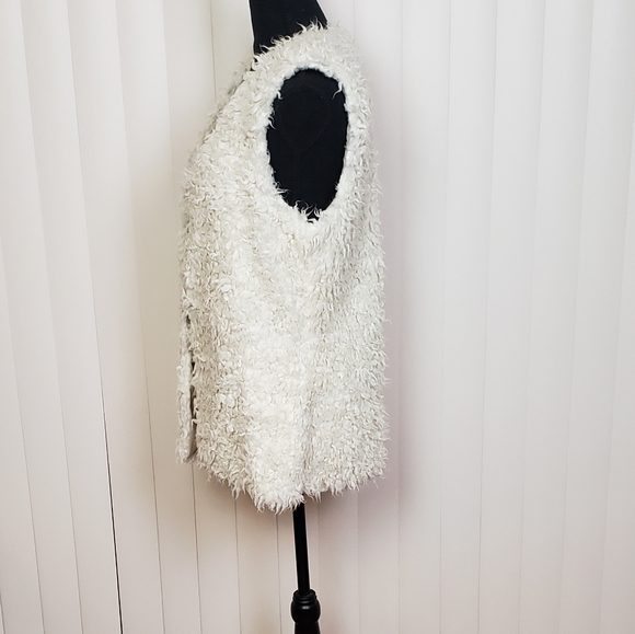 H&M L.O.G.G. Cream Sherpa Vest Size Small - Picture 2 of 7